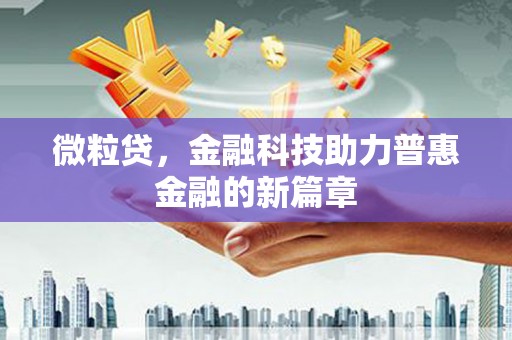 普湾新区微粒贷，金融科技助力普惠金融的新篇章