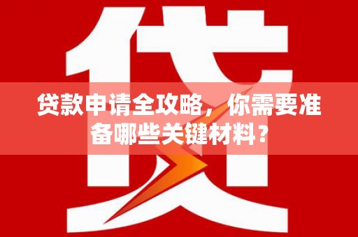 普湾新区贷款申请全攻略，你需要准备哪些关键材料？