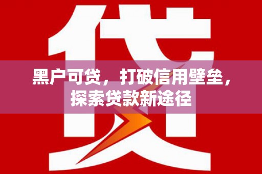普湾新区黑户可贷，打破信用壁垒，探索贷款新途径