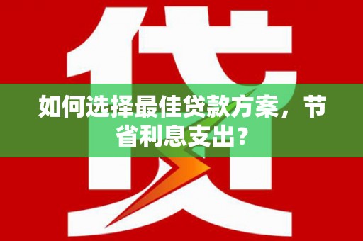 普湾新区如何选择最佳贷款方案，节省利息支出？