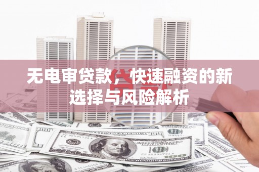 普湾新区无电审贷款，快速融资的新选择与风险解析