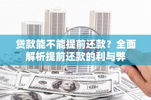 普湾新区贷款能不能提前还款？全面解析提前还款的利与弊