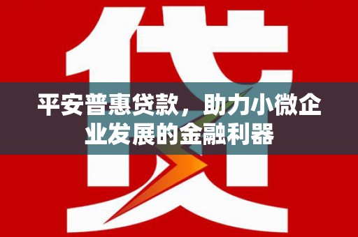 普湾新区平安普惠贷款，助力小微企业发展的金融利器