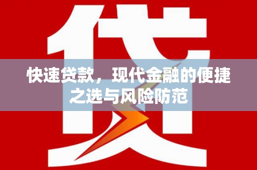 普湾新区快速贷款，现代金融的便捷之选与风险防范