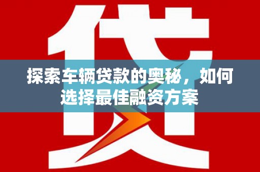 普湾新区探索车辆贷款的奥秘，如何选择最佳融资方案