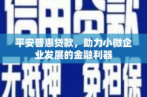 普湾新区平安普惠贷款，助力小微企业发展的金融利器