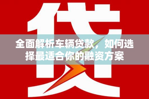 普湾新区全面解析车辆贷款，如何选择最适合你的融资方案