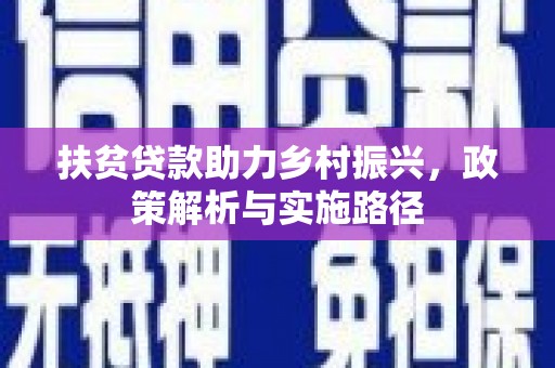 普湾新区扶贫贷款助力乡村振兴，政策解析与实施路径